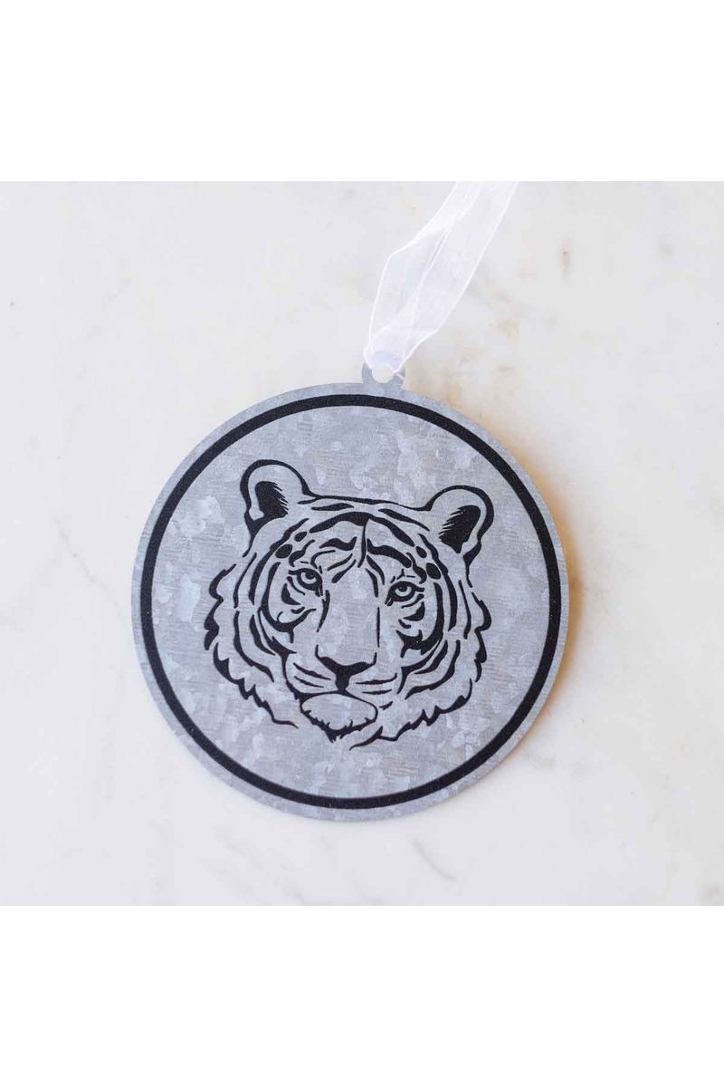 Galvanized Go Get Em Tiger Ornament Silver/Blue 4” - The Perfect Gift Shop & Boutique