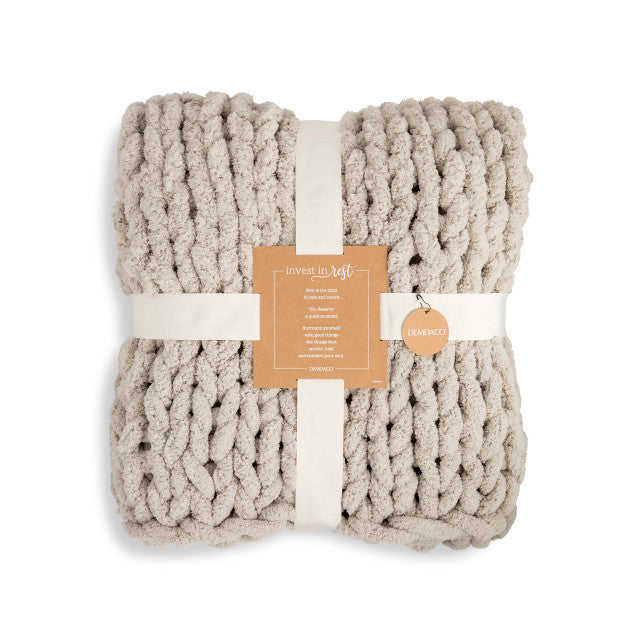 Demdaco- Chunky Knit Blanket - Taupe