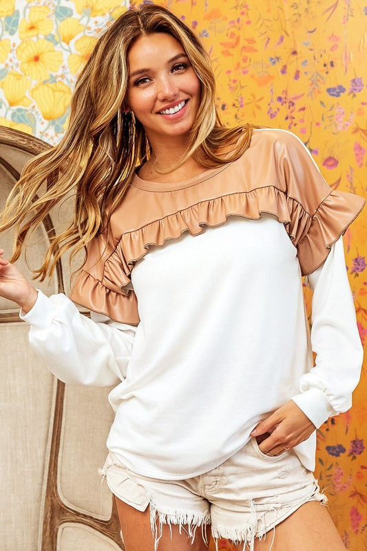 "GiGi" Long Sleeve Leather Top - The Perfect Gift Shop & Boutique