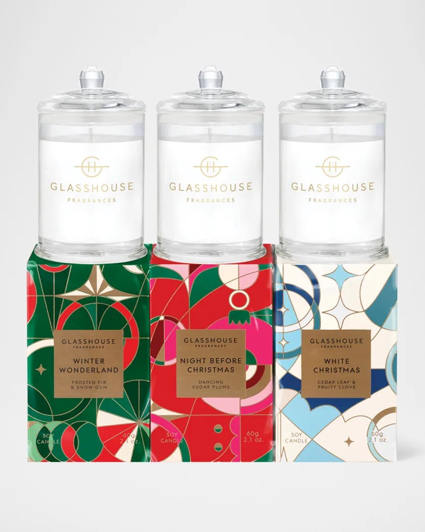 Glasshouse Candle Trio - Winter Wonderland, Night Before Christmas, and White Christmas - The Perfect Gift Shop & Boutique