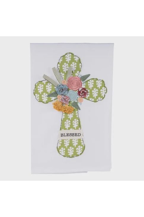 Glory Haus - Flower Blessed Cross Tea Towel - The Perfect Gift Shop & Boutique