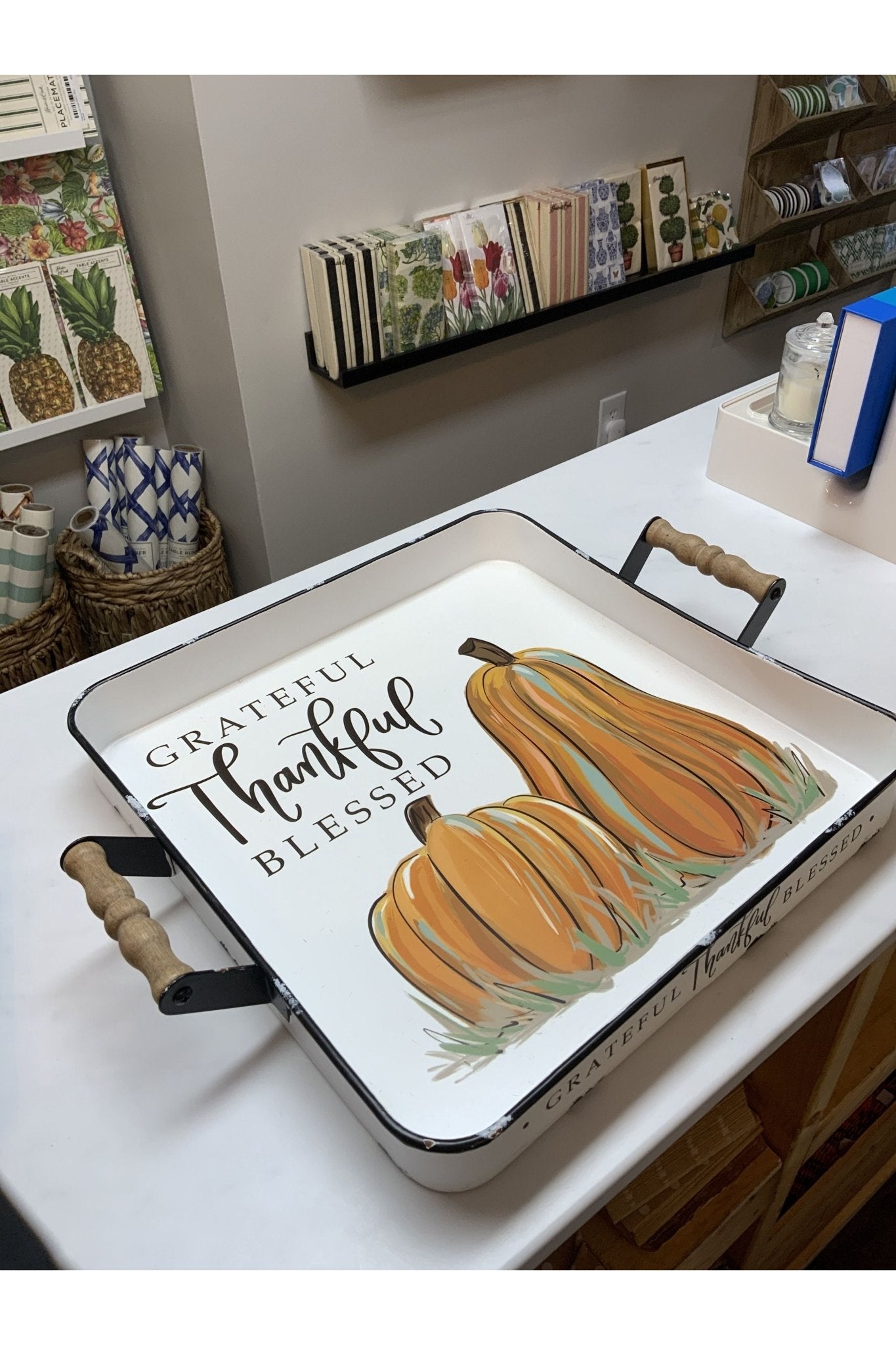 Glory Haus - Grateful Thankful Pumpkin Enamel Tray - The Perfect Gift Shop & Boutique