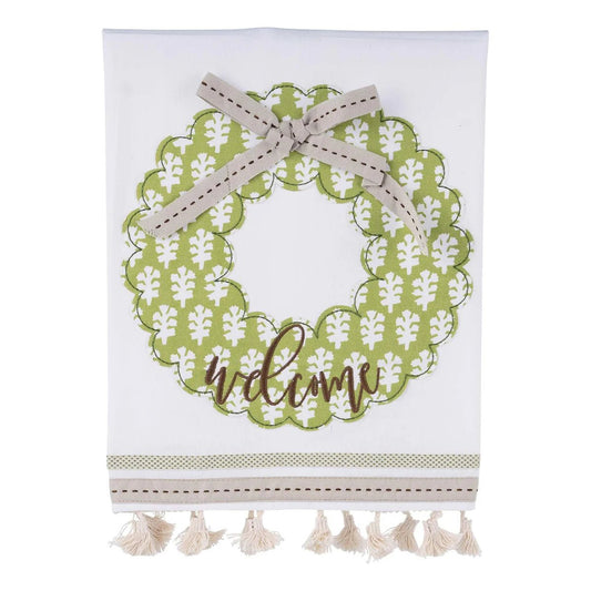 Glory Haus - Green Welcome Wreath Tea Towel - The Perfect Gift Shop & Boutique