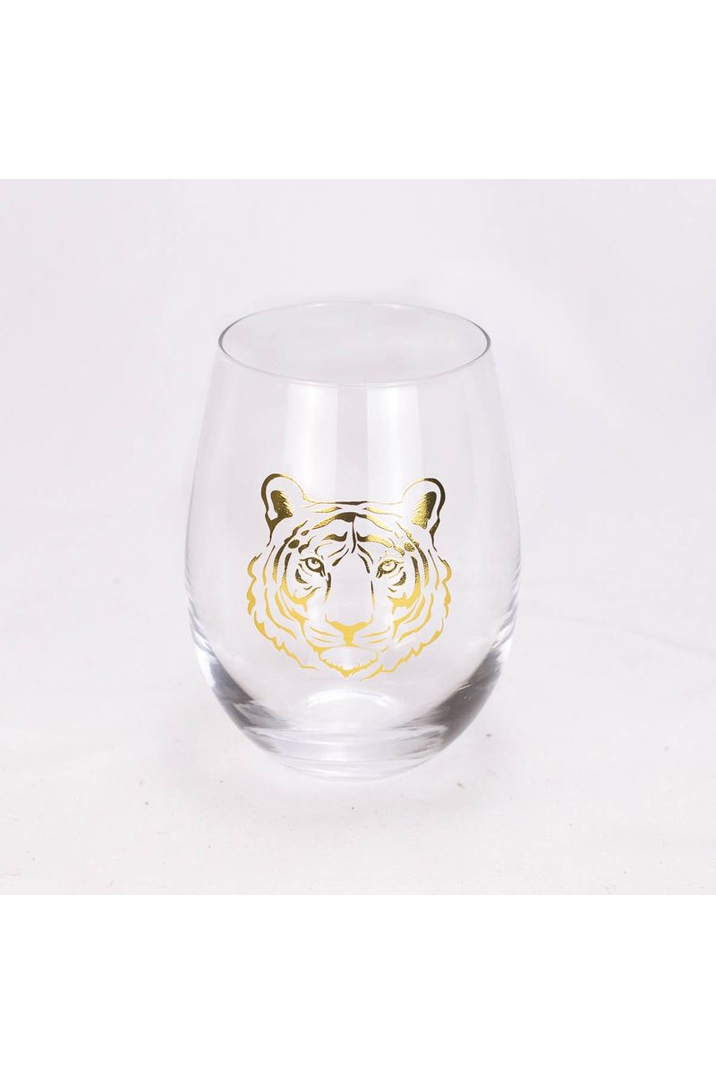 Go Get Em Tiger Wine Glass Gift Set Clear/Gold 16oz - The Perfect Gift Shop & Boutique