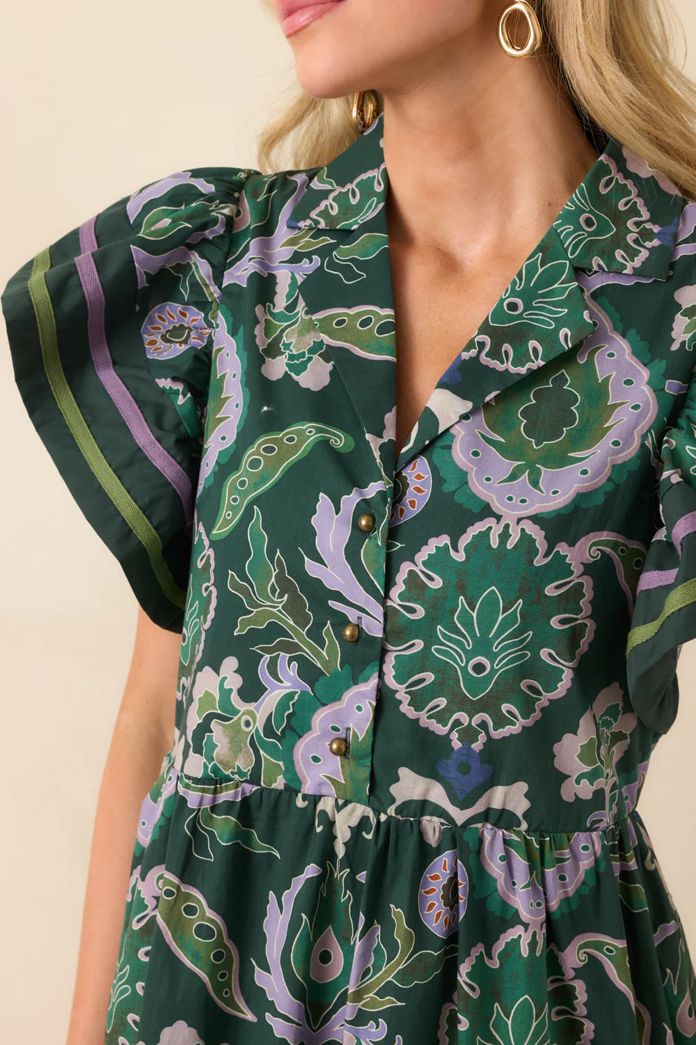 Multi Print Cotton Dress - Midi Dress