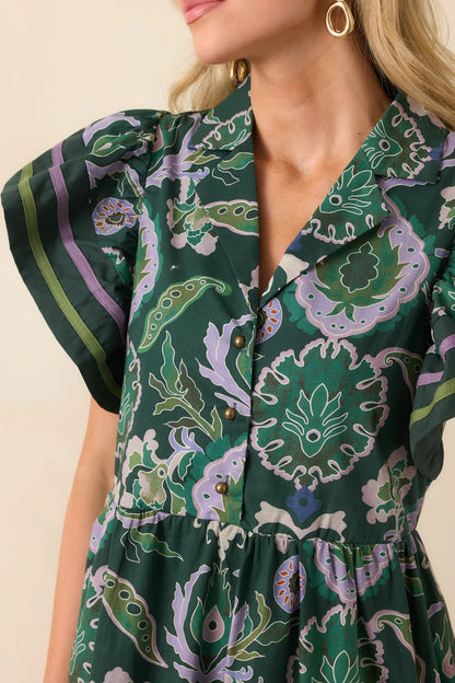 Multi Print Cotton Dress - Midi Dress