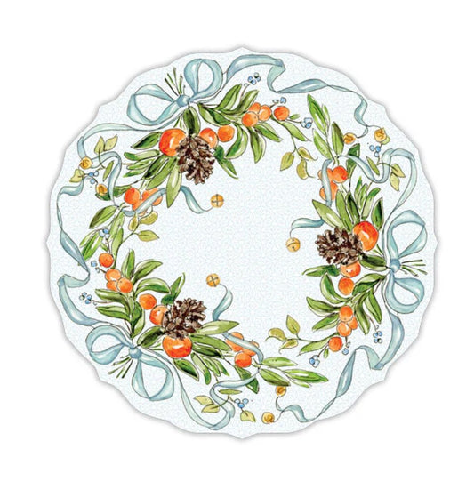 Handpainted Christmas Citrus Wreath Posh Die - Cut Placemat - The Perfect Gift Shop & Boutique