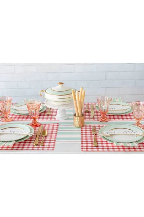 Hester and Cook - "Seafoam and Red Awning Stripe" Table Runner - The Perfect Gift Shop & Boutique