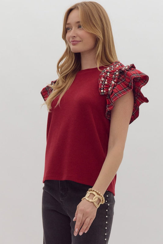 Holiday Pearl Sleeveless Sweater with Ruffles - The Perfect Gift Shop & Boutique