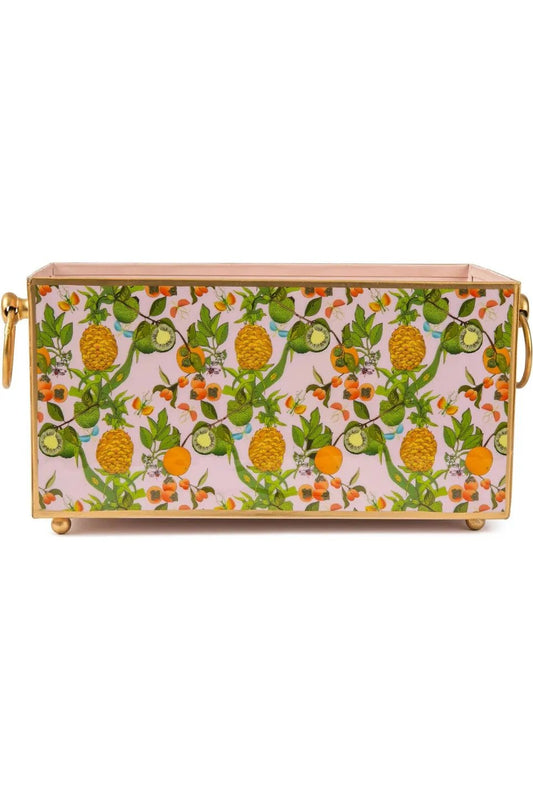 Jaye's Studio - Pineapple Gardens Enameled Rectangular Cachepot 6x12 - The Perfect Gift Shop & Boutique