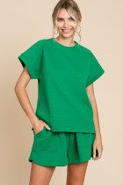 Jodifl- Embossing top with a U-neck- Green