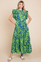 Jodifil-Print maxi dress- Blue and Green