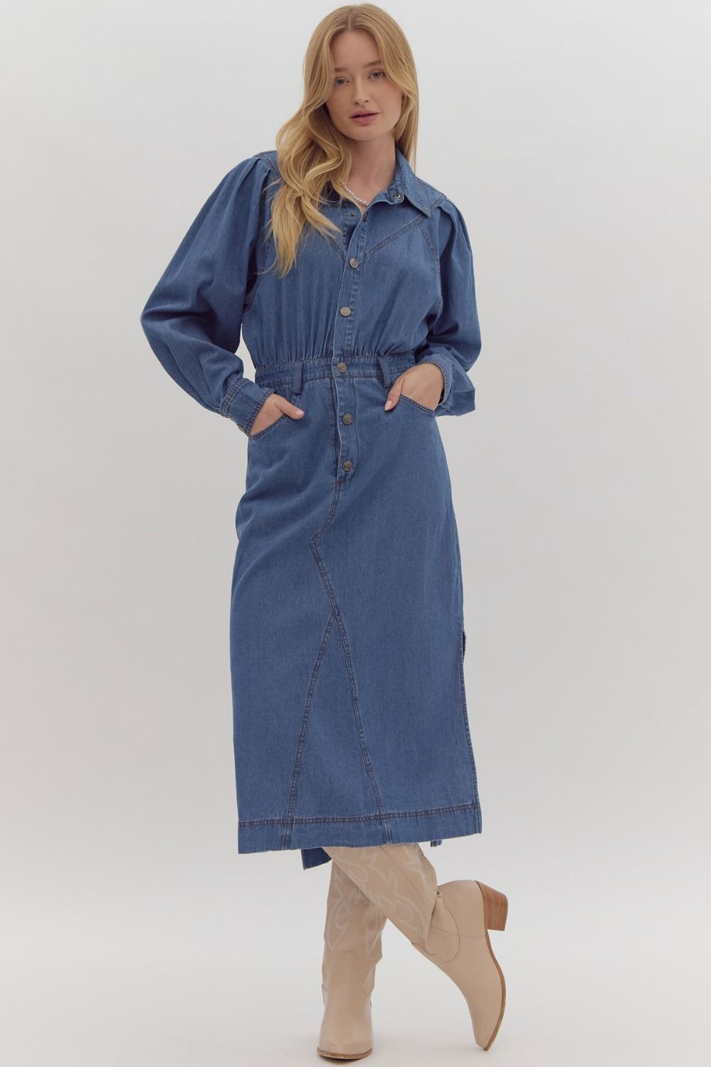 "Jordan" Denim Midi Dress - The Perfect Gift Shop & Boutique