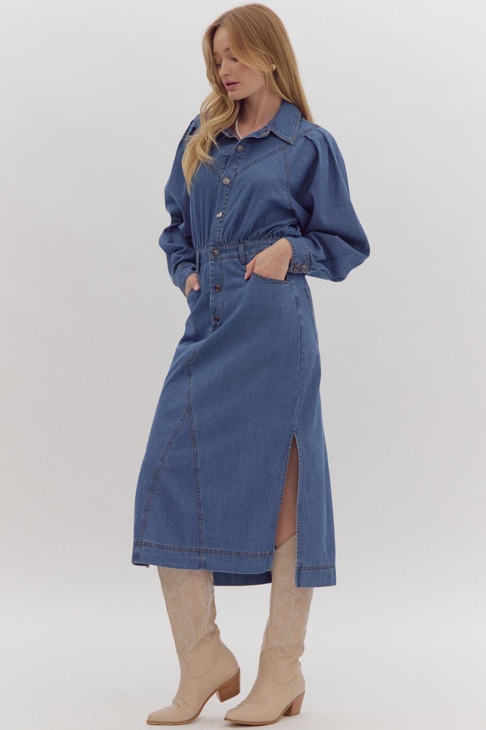 "Jordan" Denim Midi Dress - The Perfect Gift Shop & Boutique