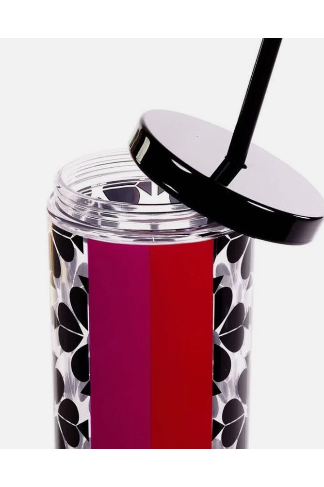 Kate Spade New York Acrylic Tumbler with Lid and Straw, Flower Stripe - The Perfect Gift Shop & Boutique