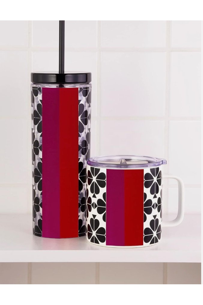 Kate Spade New York Acrylic Tumbler with Lid and Straw, Flower Stripe - The Perfect Gift Shop & Boutique