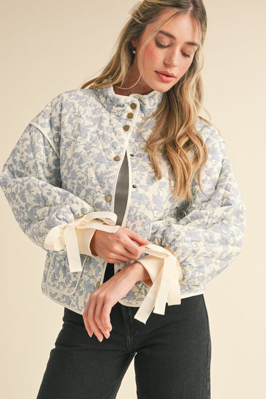 "Libby" Floral Jacket with Bow Accents - The Perfect Gift Shop & Boutique