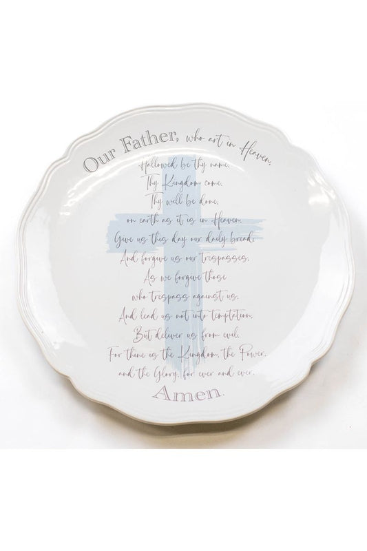 Lords Prayer Round Platter White/Ice/Gray - The Perfect Gift Shop & Boutique