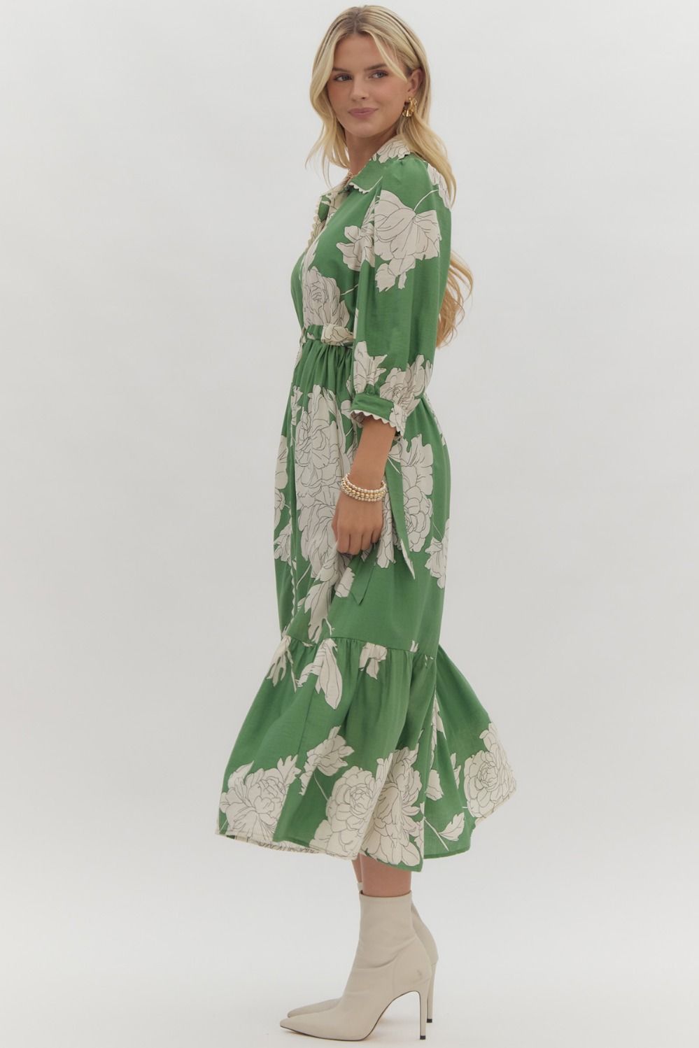 "Maggie" Green Floral Dress - The Perfect Gift Shop & Boutique