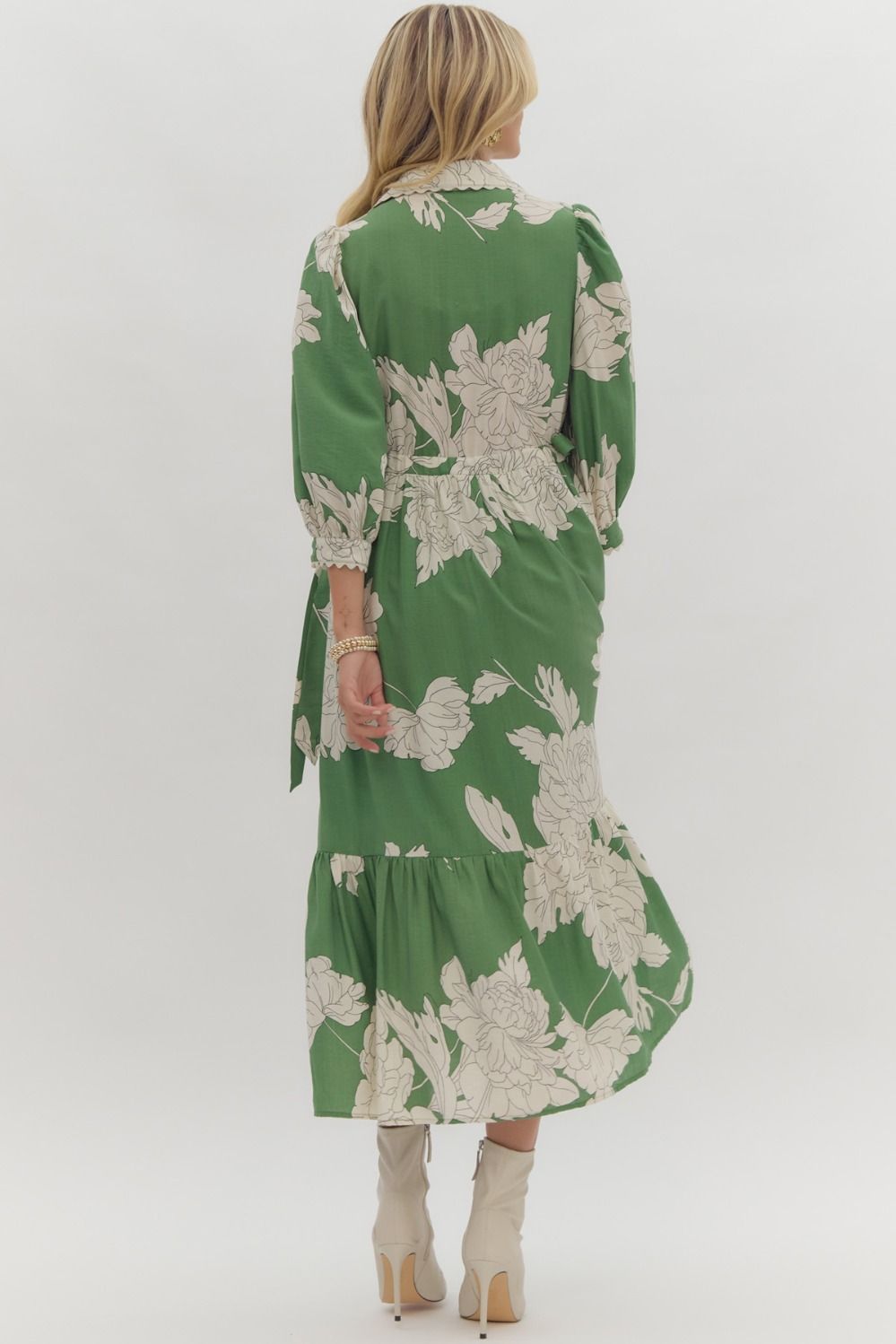 "Maggie" Green Floral Dress - The Perfect Gift Shop & Boutique