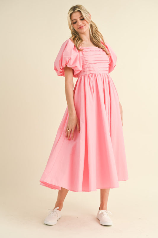 "Elizabeth" Pink Pleated Dress