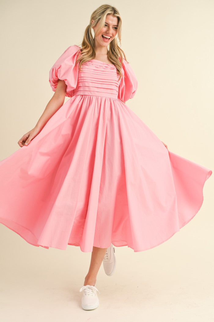 "Elizabeth" Pink Pleated Dress