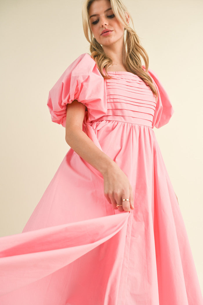 "Elizabeth" Pink Pleated Dress