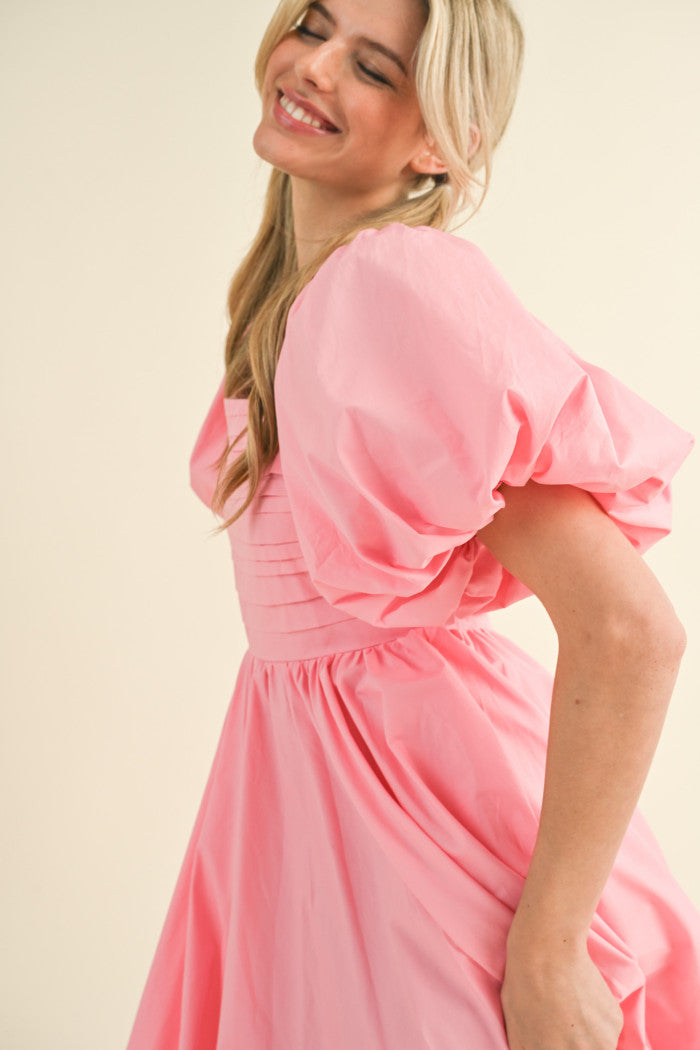 "Elizabeth" Pink Pleated Dress