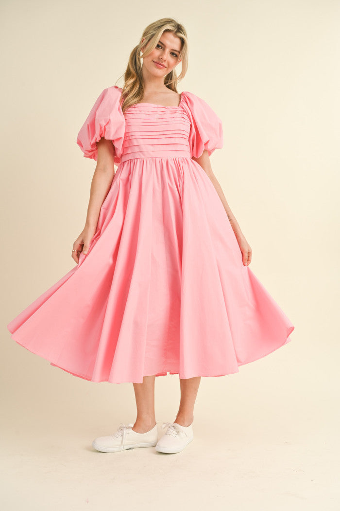 "Elizabeth" Pink Pleated Dress