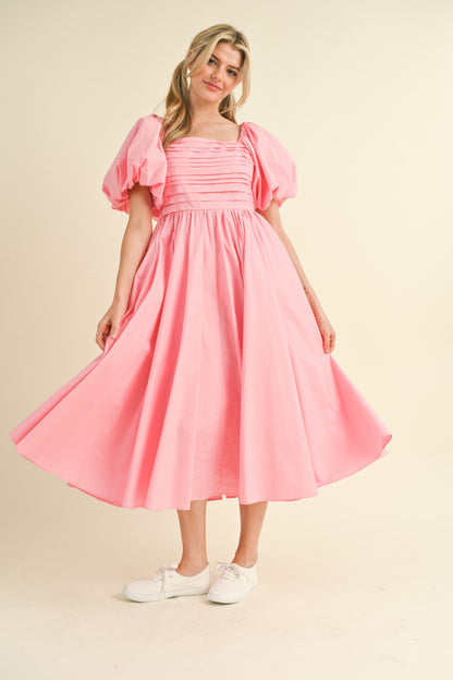 "Elizabeth" Pink Pleated Dress