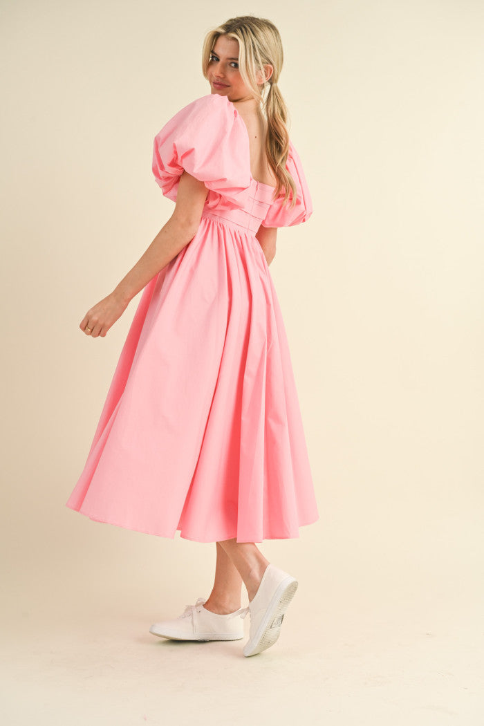 "Elizabeth" Pink Pleated Dress