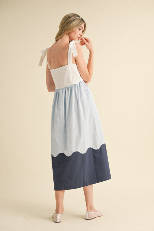 "Skylar" Scallop Blue Dress