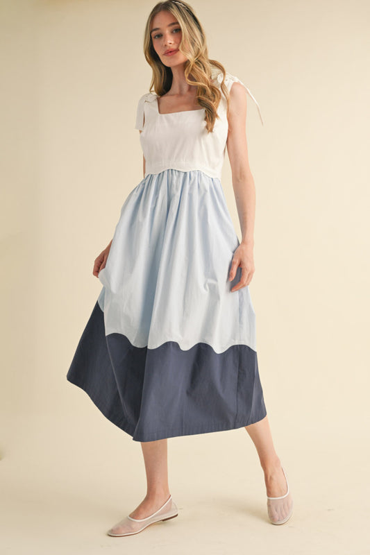 "Skylar" Scallop Blue Dress