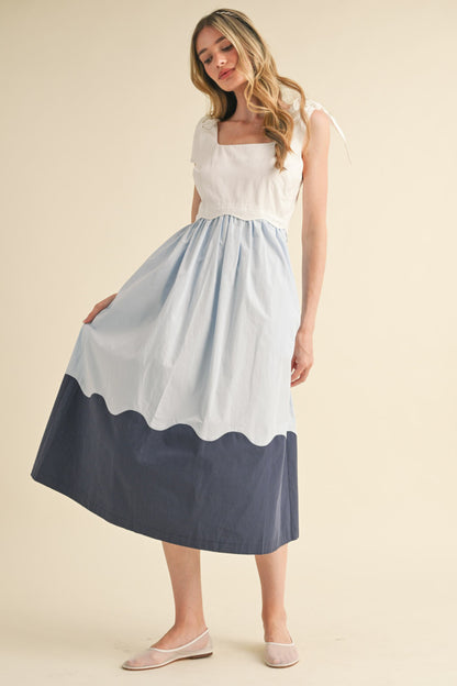 "Skylar" Scallop Blue Dress