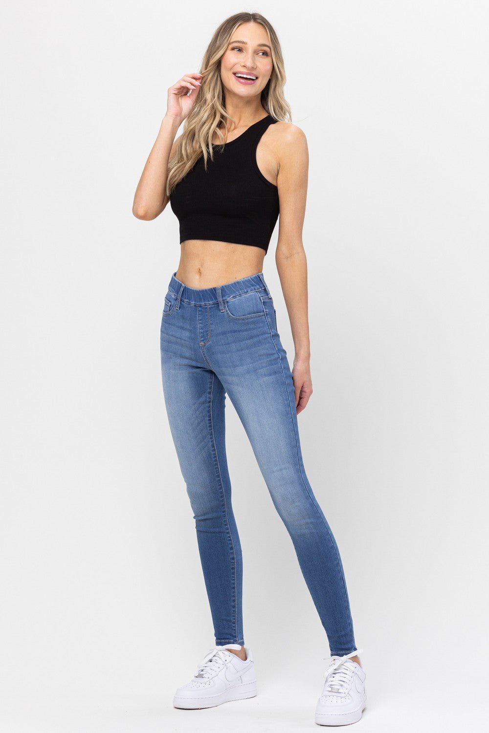 Mid Rise Pull On Skinny Jeans - The Perfect Gift Shop & Boutique