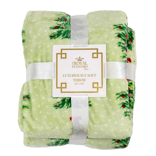 Noelle Tree Throw Light green/ Multi 50x60 holiday blanket - The Perfect Gift Shop & Boutique