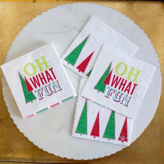 Oh what fun cocktail napkin white/multi 5" 20 count - The Perfect Gift Shop & Boutique