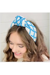 Preppy Blue and White Hand Seed Beaded Lattice Headband - The Perfect Gift Shop & Boutique