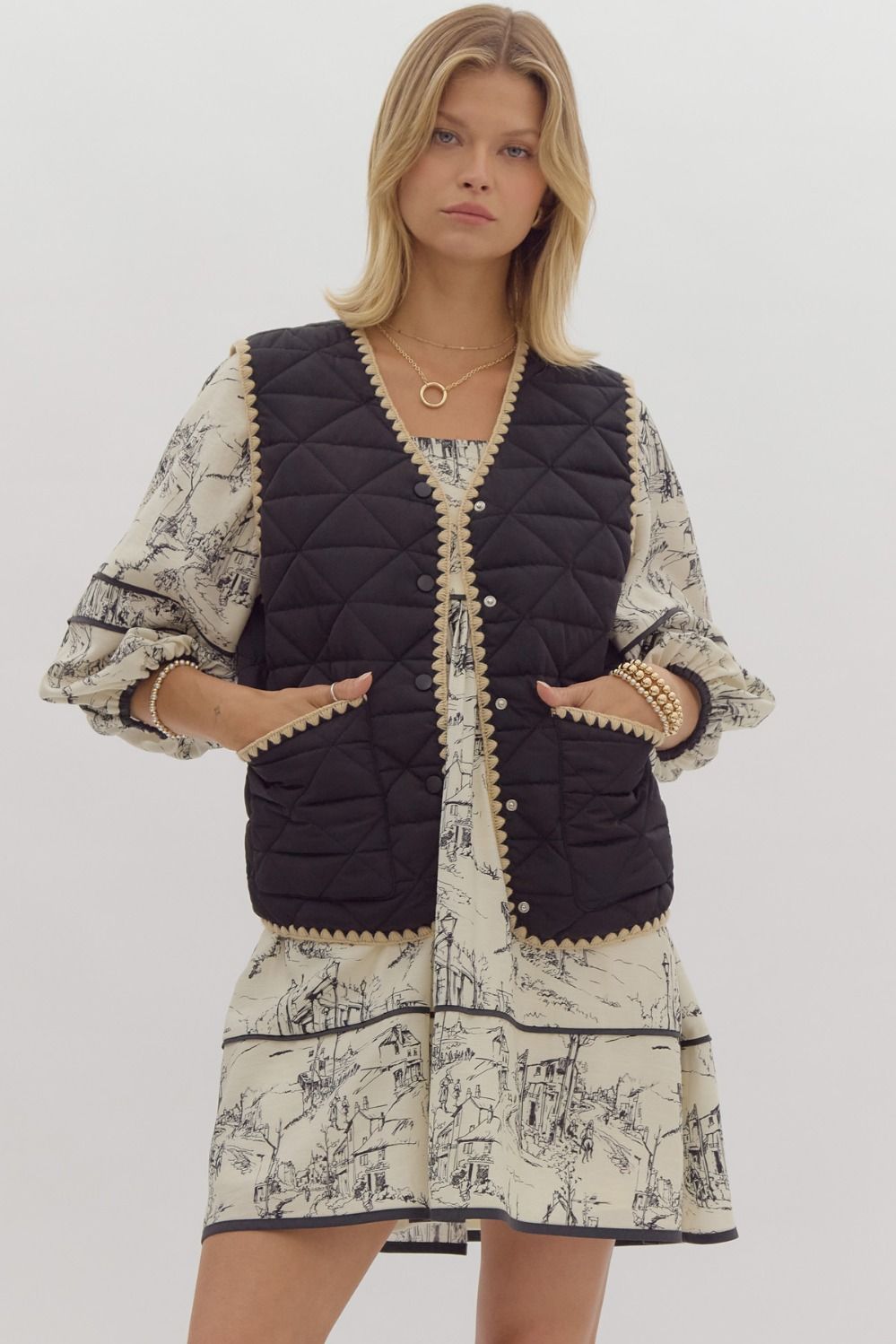 Quilted Vest with Scalloped trim - The Perfect Gift Shop & Boutique