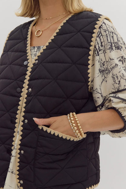 Quilted Vest with Scalloped trim - The Perfect Gift Shop & Boutique