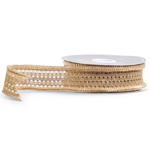 Raz 1.5" Gold Openwork Weave Holiday Ribbon - The Perfect Gift Shop & Boutique