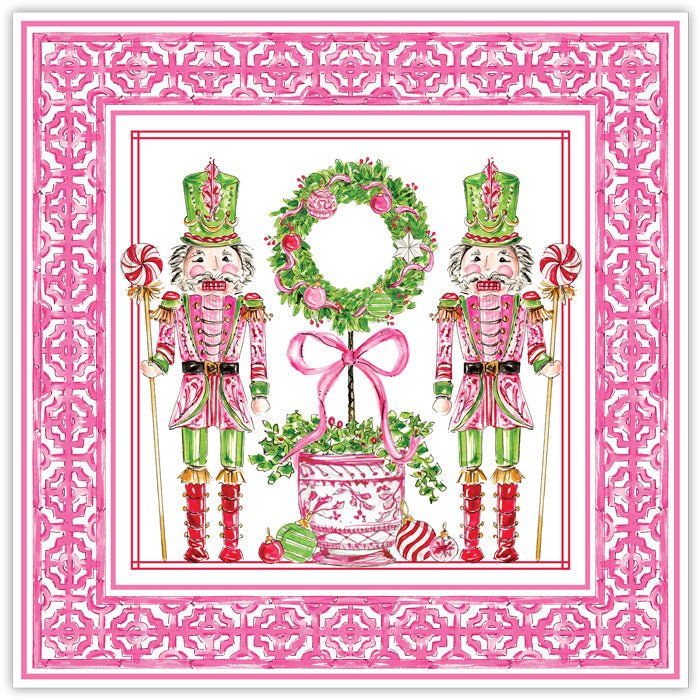 Roseannebeck Collections - Pink Peppermint Nutcrackers and Topiary Square Placemat - The Perfect Gift Shop & Boutique