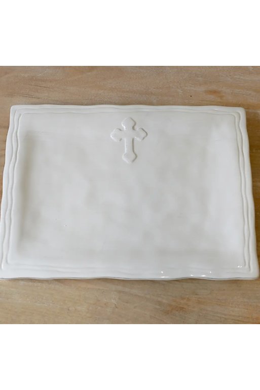 The Royal Standard - 15.5"x11.5" Cross Platter - Antique White - The Perfect Gift Shop & Boutique