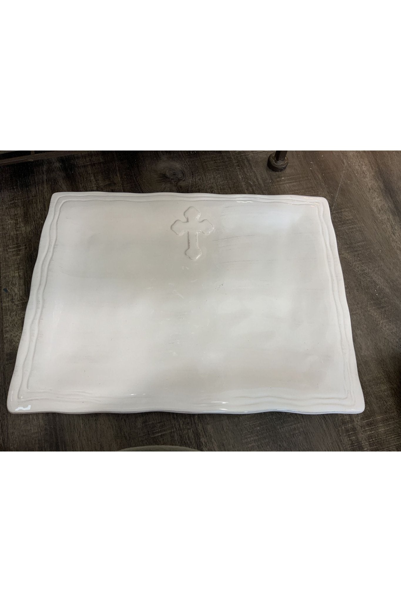 The Royal Standard - 15.5"x11.5" Cross Platter - Antique White - The Perfect Gift Shop & Boutique