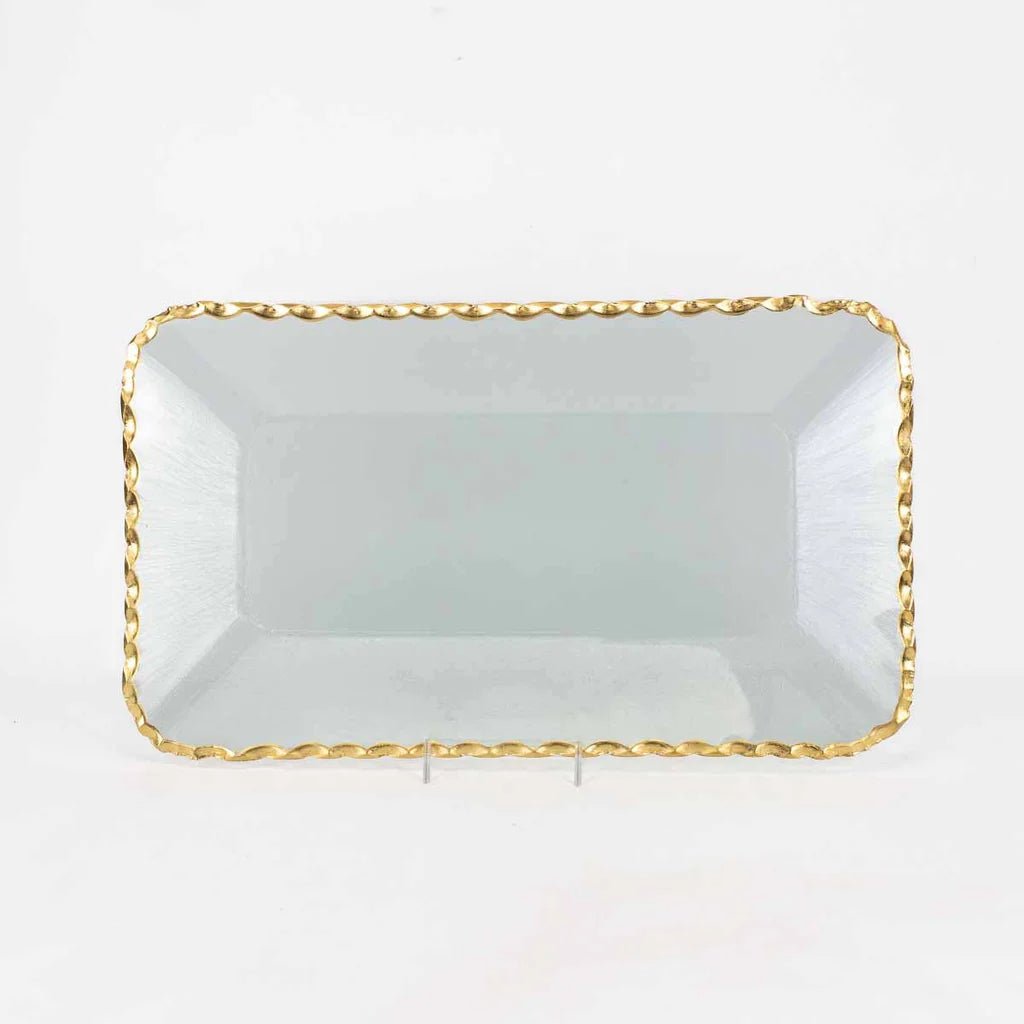 The Royal Standard - Cordova Rectangle Serving Tray - Clear/Gold - 16.5x9.5 - The Perfect Gift Shop & Boutique