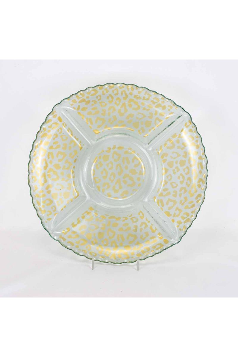 The Royal Standard - Leopard Chip and Dip Serving Tray - Clear/Gold - 13" - The Perfect Gift Shop & Boutique