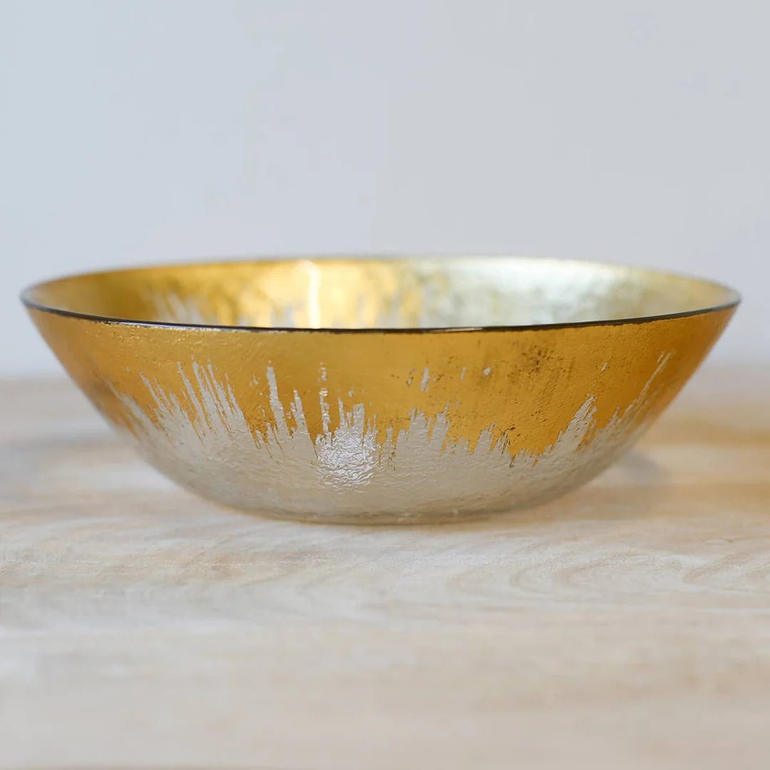 The Royal Standard - Naples Glass Serving Bowl - Clear/Gold - The Perfect Gift Shop & Boutique