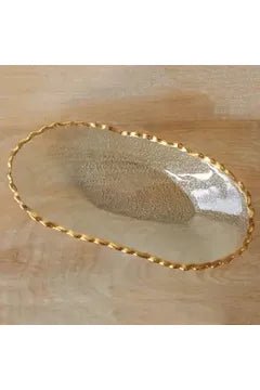 The Royal Standard - Seward Oval Serving Tray Clear/Gold 14.75x7.25 - The Perfect Gift Shop & Boutique