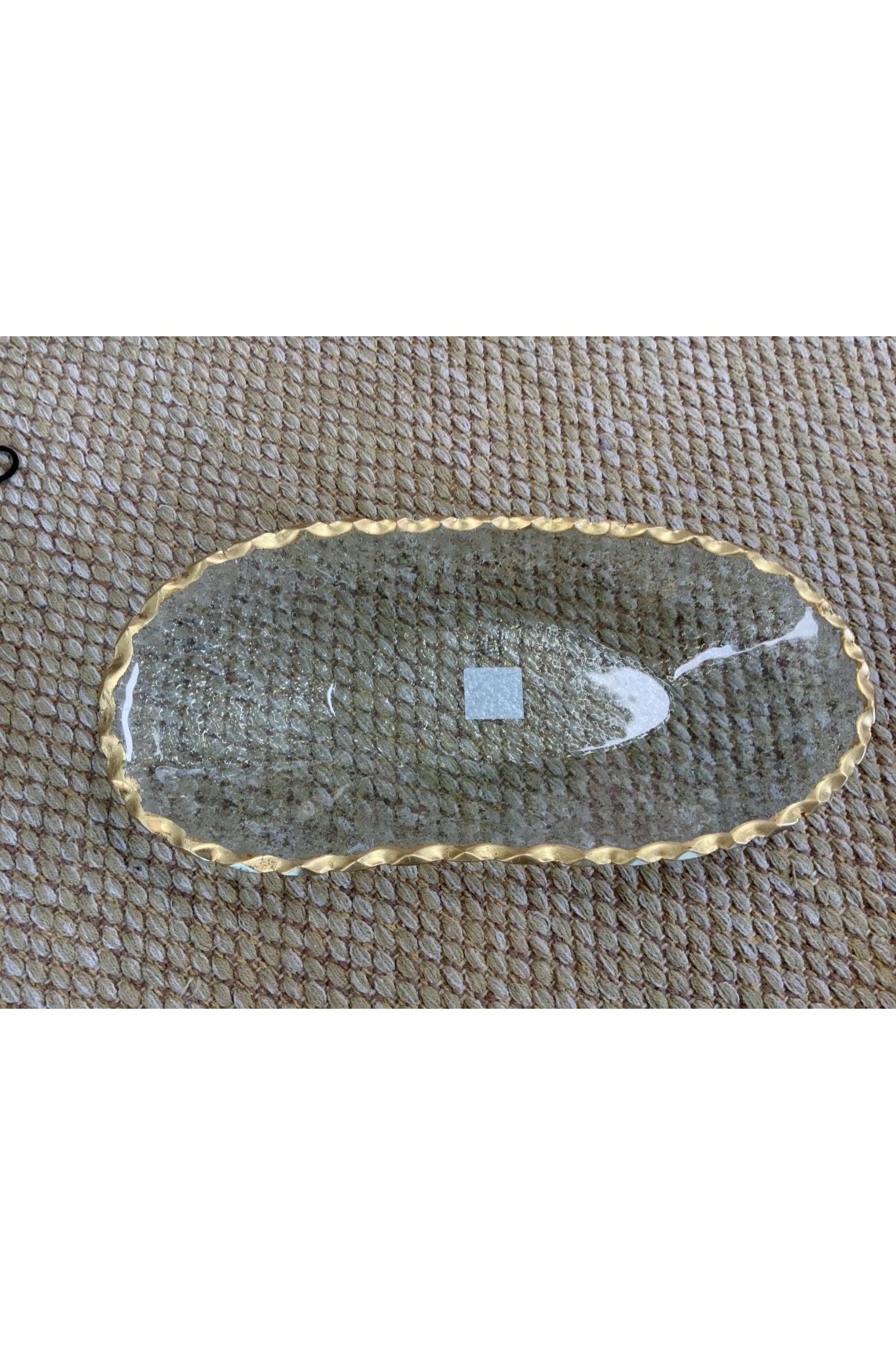 The Royal Standard - Seward Oval Serving Tray Clear/Gold 14.75x7.25 - The Perfect Gift Shop & Boutique