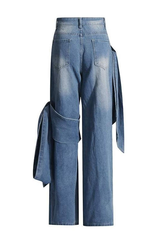 Wide Leg Jeans with Bow Accents - The Perfect Gift Shop & Boutique